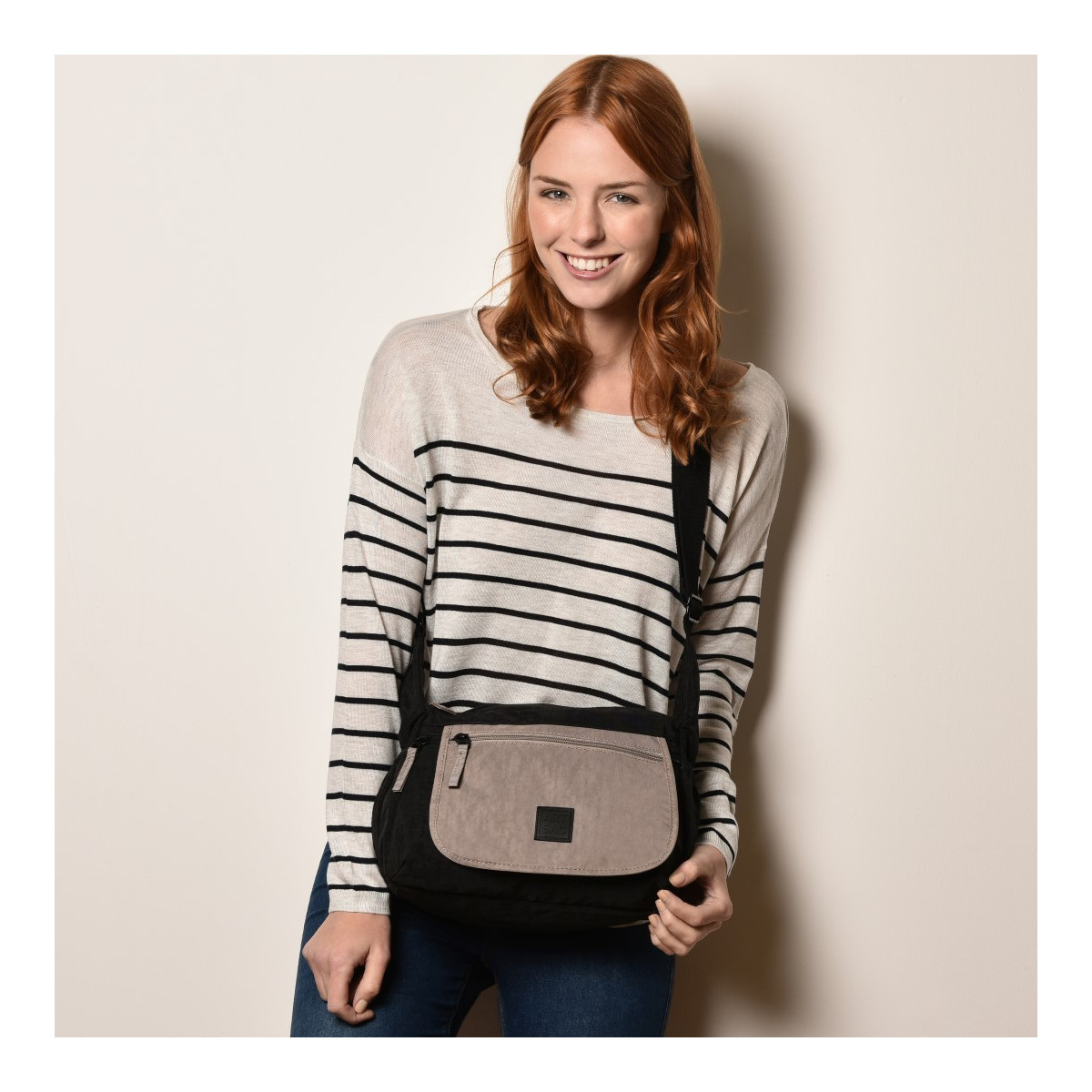 Medium Nylon Zip Top Crossbody Bag