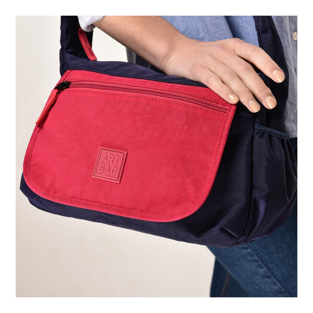 Medium Nylon Zip Top Crossbody Bag