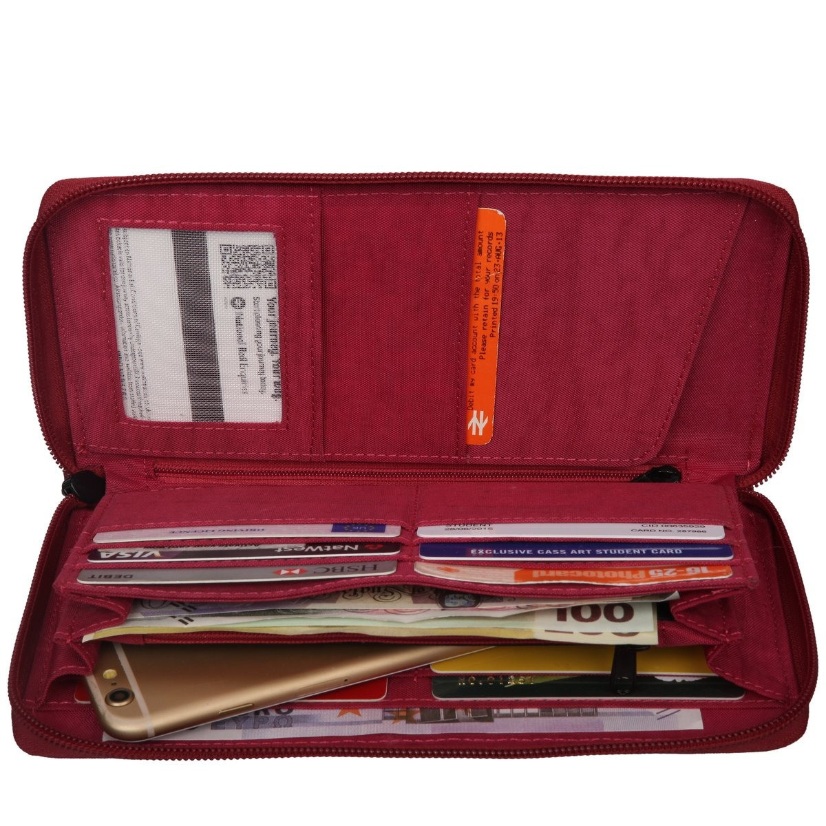 travel document wallet with zip